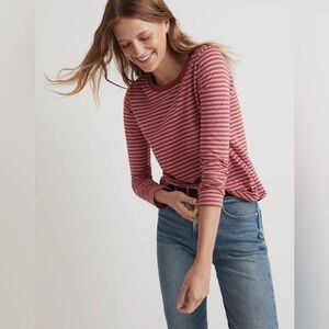 NWOT - Madewell Whisper Cotton Crewneck Long Sleeve in Antique Rose - Size XXL